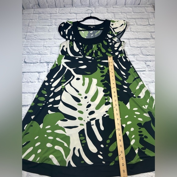 Apt. 9 Black and Green Tropical Leaf Print Dress. Size Large #summerdress - Picture 7 of 8